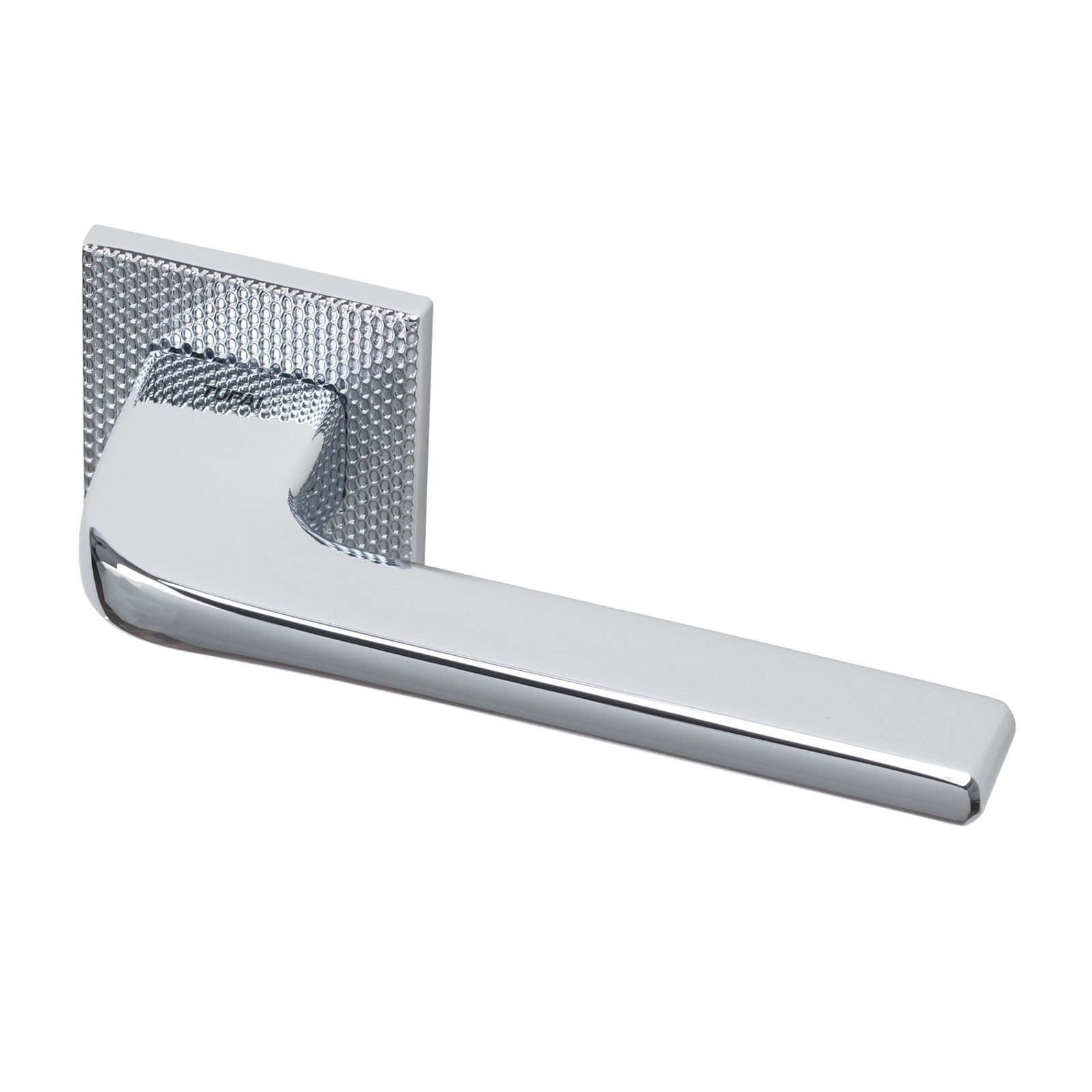 Tupai Perdrada Waterfall texture Lever on Square Rose Door Handle in Bright Chrome Finish SHOW