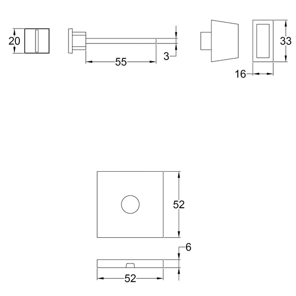Simple Dimension Drawing of Tupai Pebbles bathroom turn and release SHOW