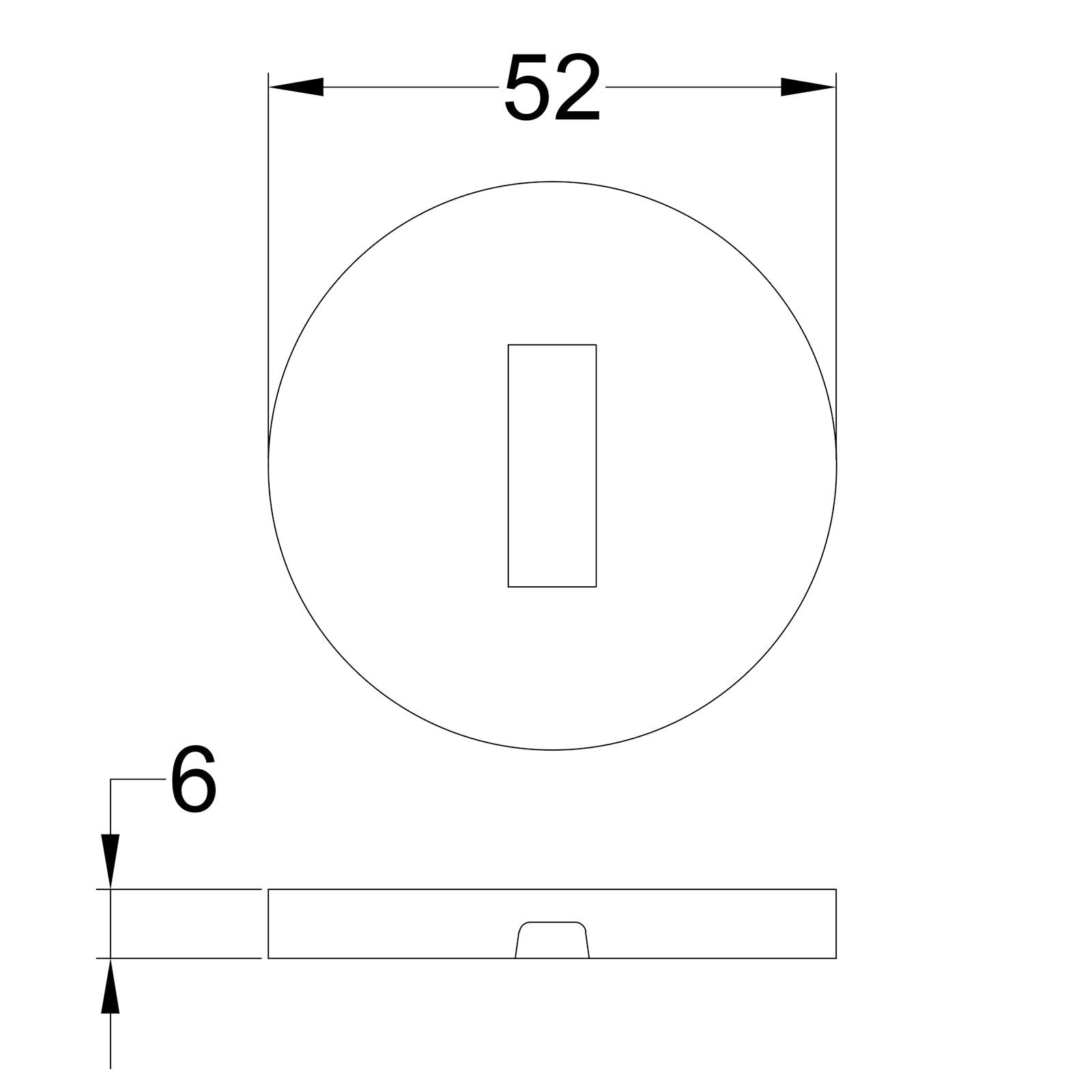 Simple Dimension Drawing of Tupai British Standard round escutcheon for use with 3 & 5 lever locks SHOW