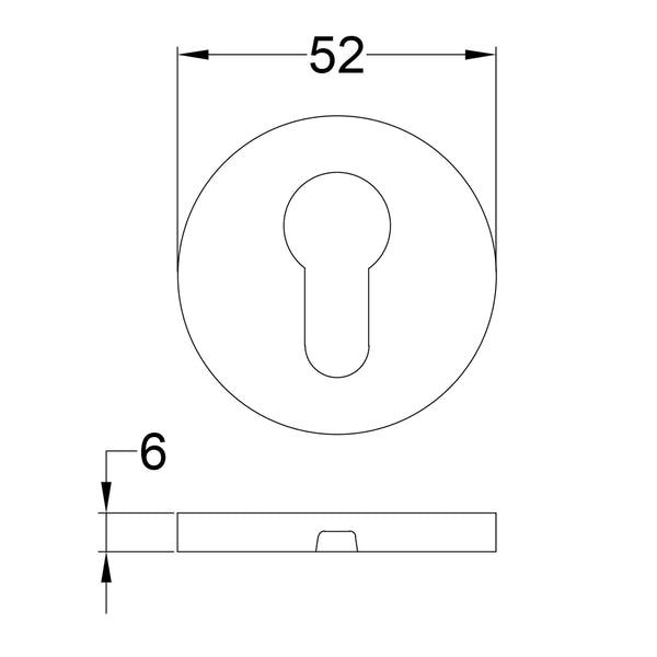 Simple Dimension Drawing of Tupai round euro profile escutcheon SHOW