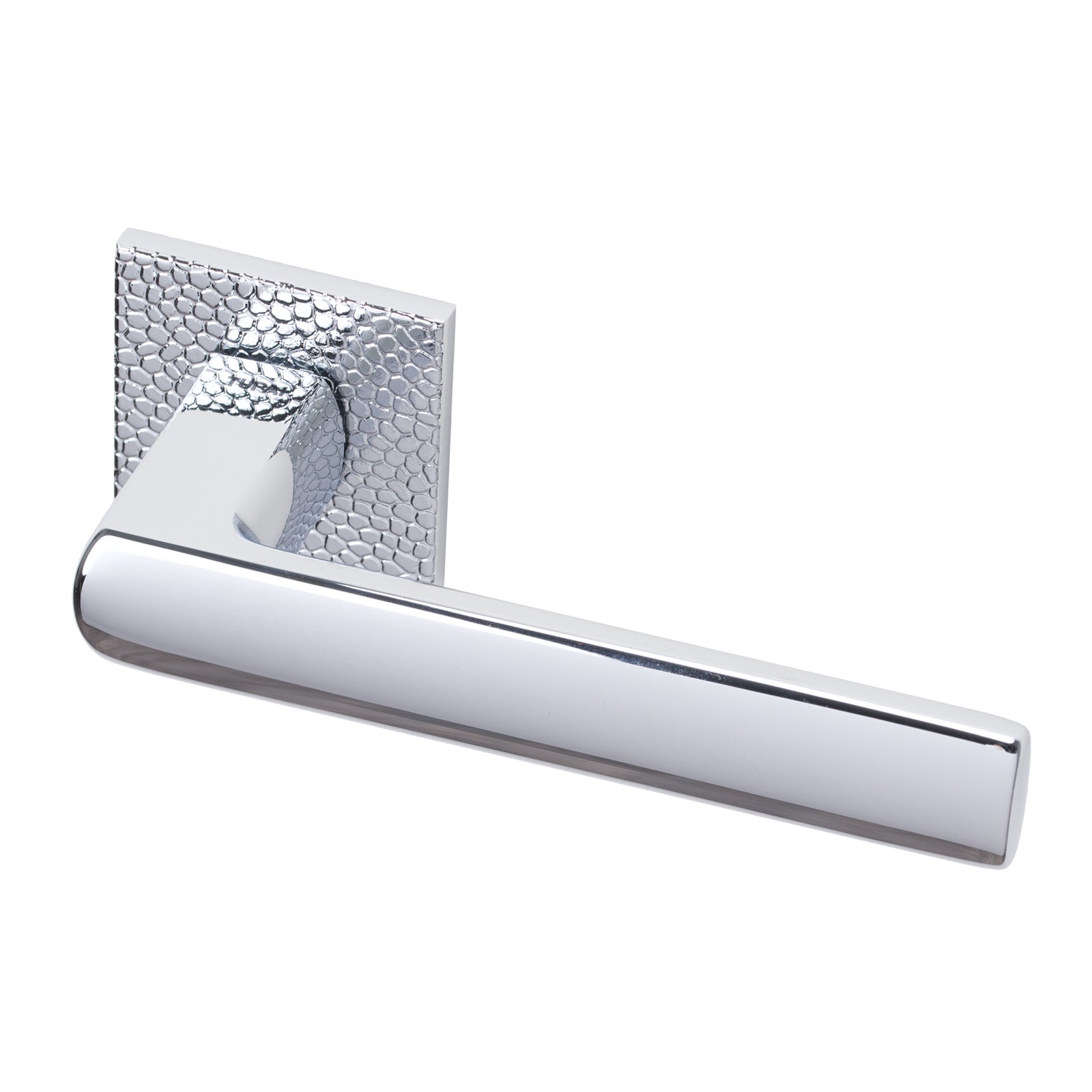 Coroto Pebbles Texture Lever on Rose Door Handle in Bright Chrome Finish SHOW