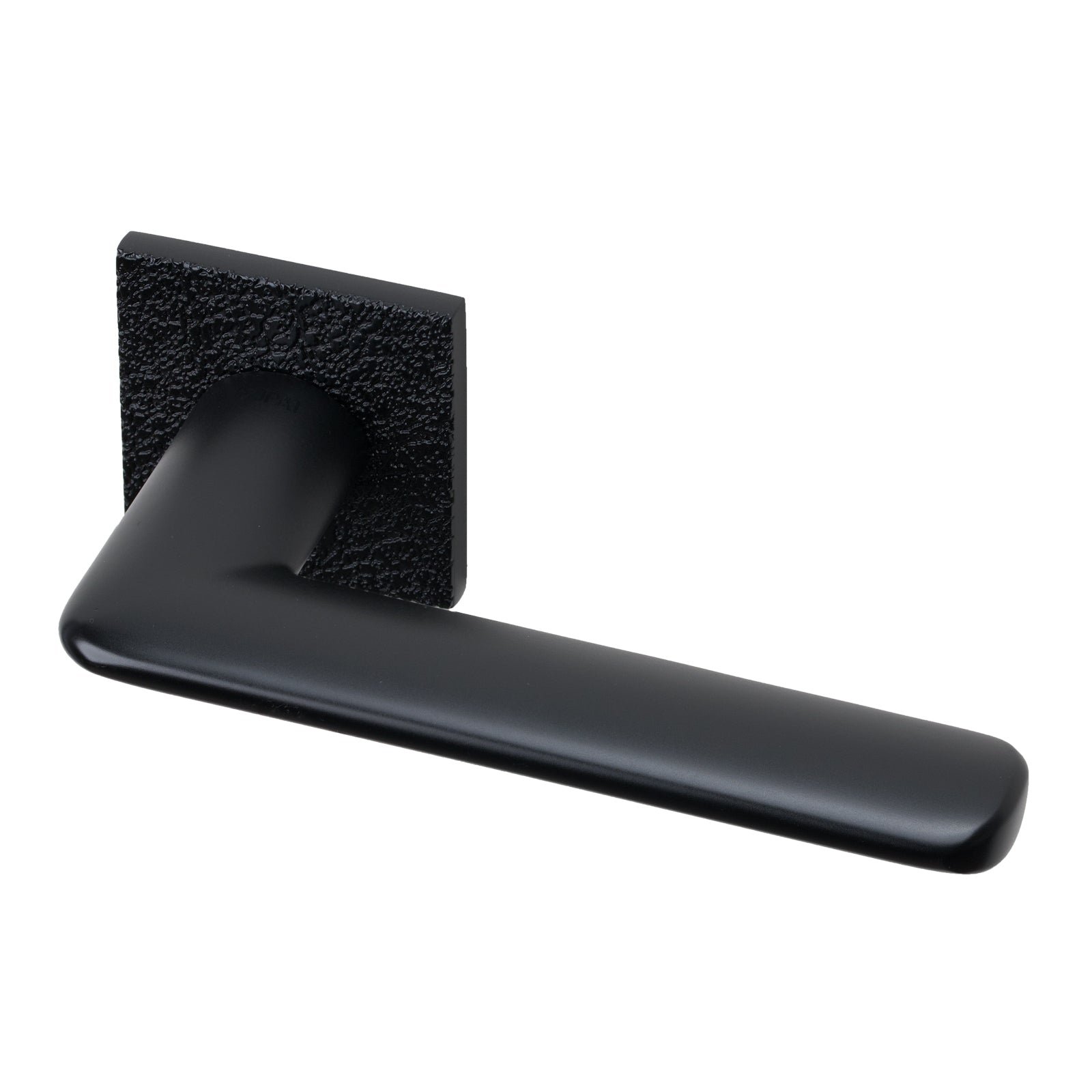Edral Leather Texture Lever on Rose Door Handle in Black Pearl Finish SHOW