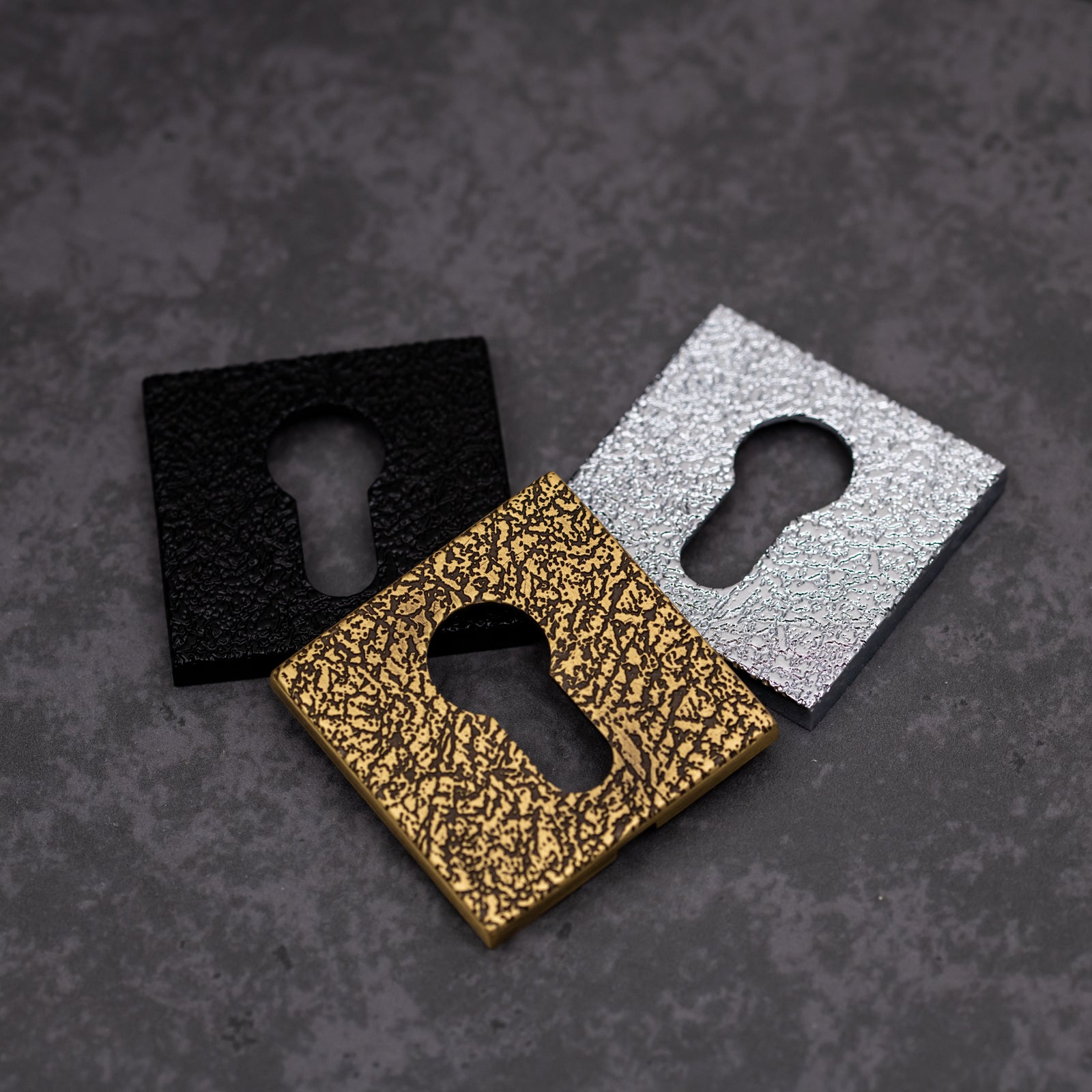 Tupai Euro Profile escutcheons with organic leather effect on Square Rose Lifestyle Image SHOW