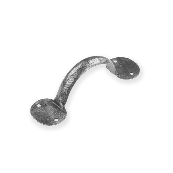 Traditional Penny End Door Pull Hand Forged Pewter 6 Inch 