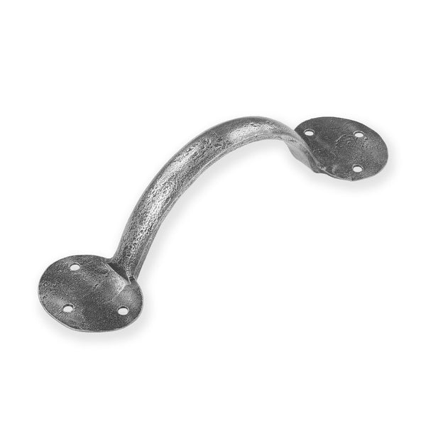 Traditional Penny End Door Pull Hand Forged Pewter 8 Inch 
