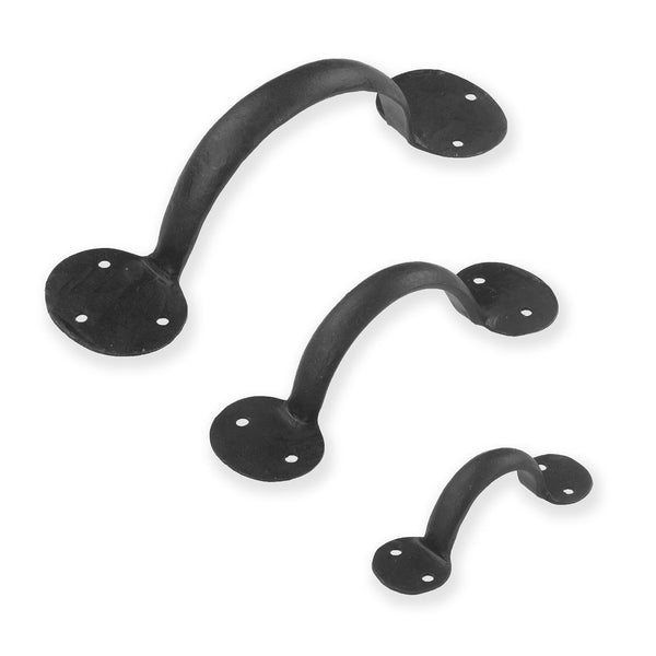 Traditional Penny End Door Pulls Hand Forged Black Beeswax 