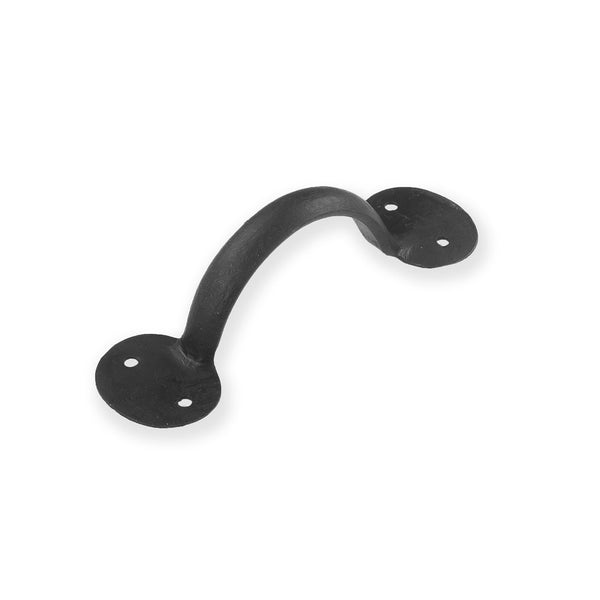 Traditional Penny End Door Pull Hand Forged Black Beeswax 6 Inch 
