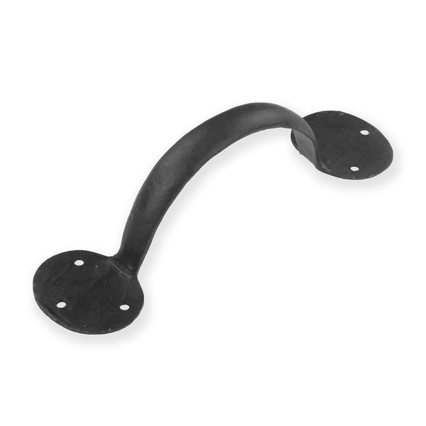 Traditional Penny End Door Pull Hand Forged Black Beeswax 8 Inch 