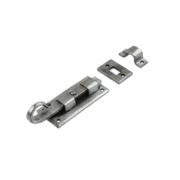 Traditional Shepherds Crook Straight Door Bolt Hand Forged Pewter 4 Inch 