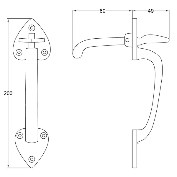 Tudor Gate Latch Dimension Drawing SHOW