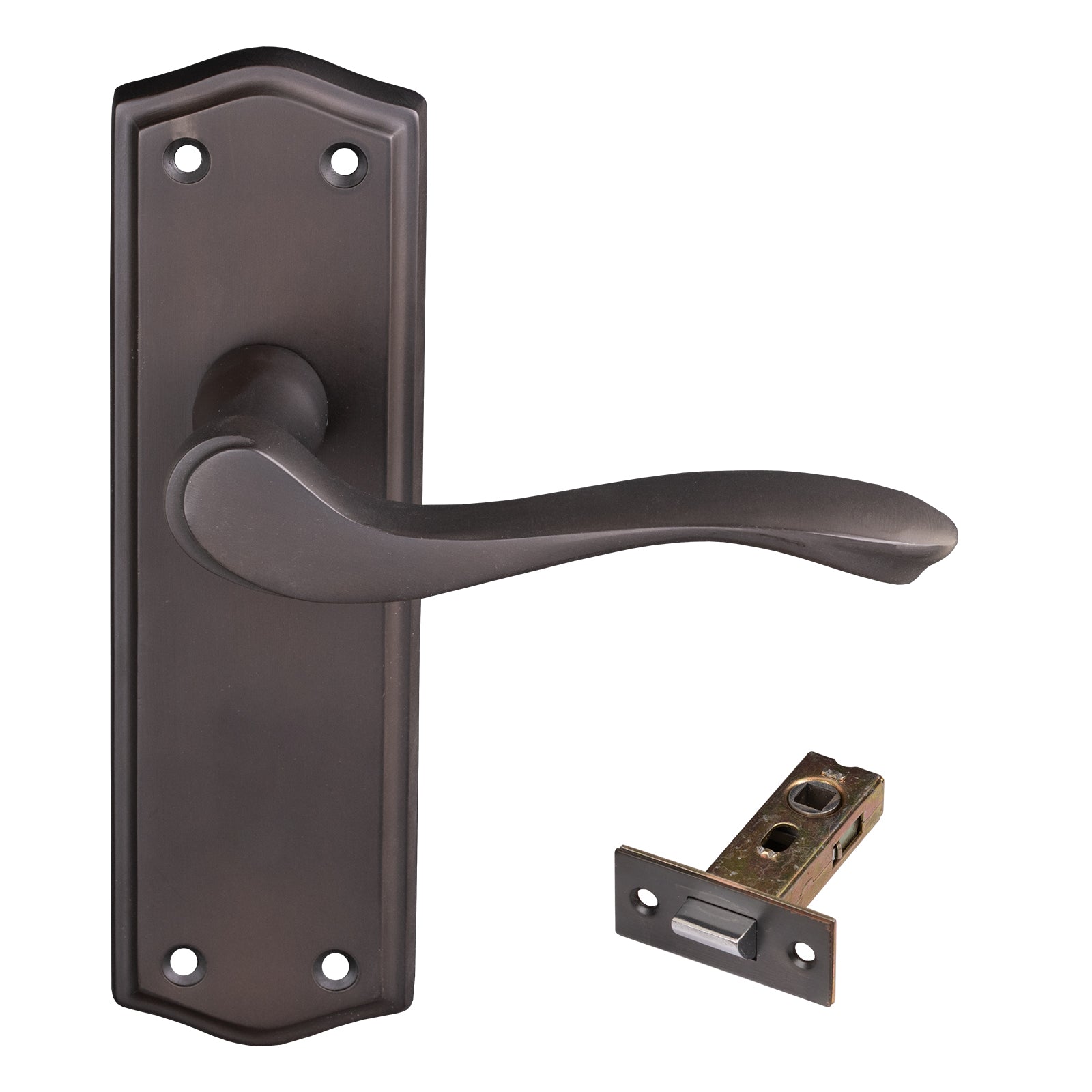 bronze door handle and latch set