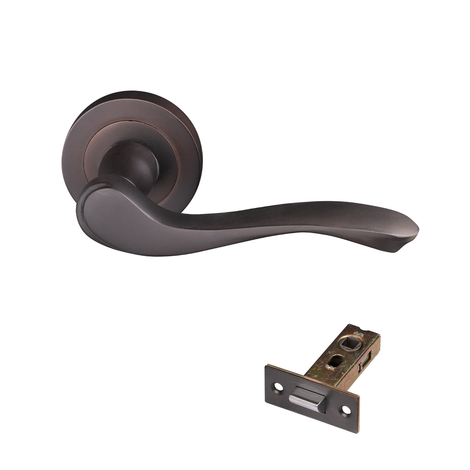 bronze lever on rose door handle latch set