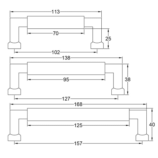 Dimension Drawing Bauhaus Pull Handles SHOW
