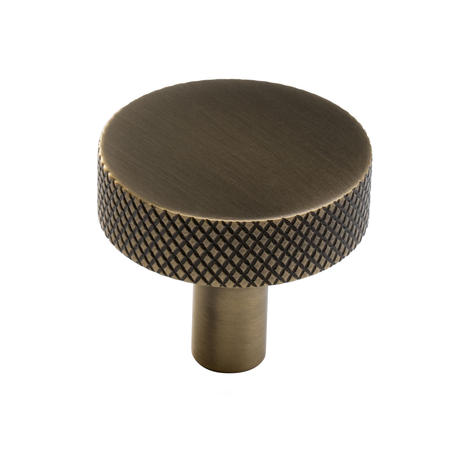 aged brass knurled cupboard knob SHOW