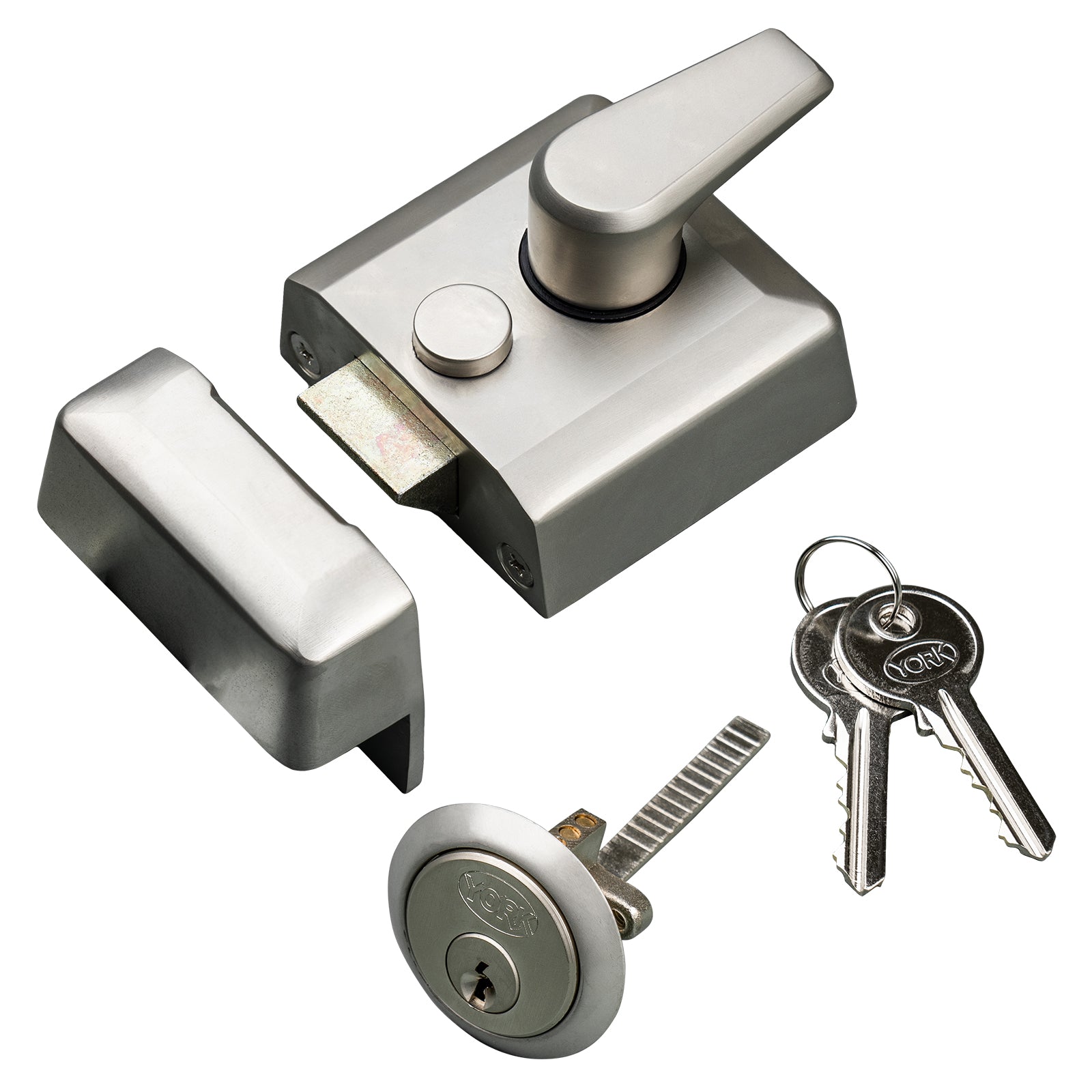 satin nickel night latch with keys