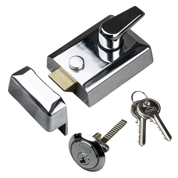 polished chrome York cylinder nightlatch