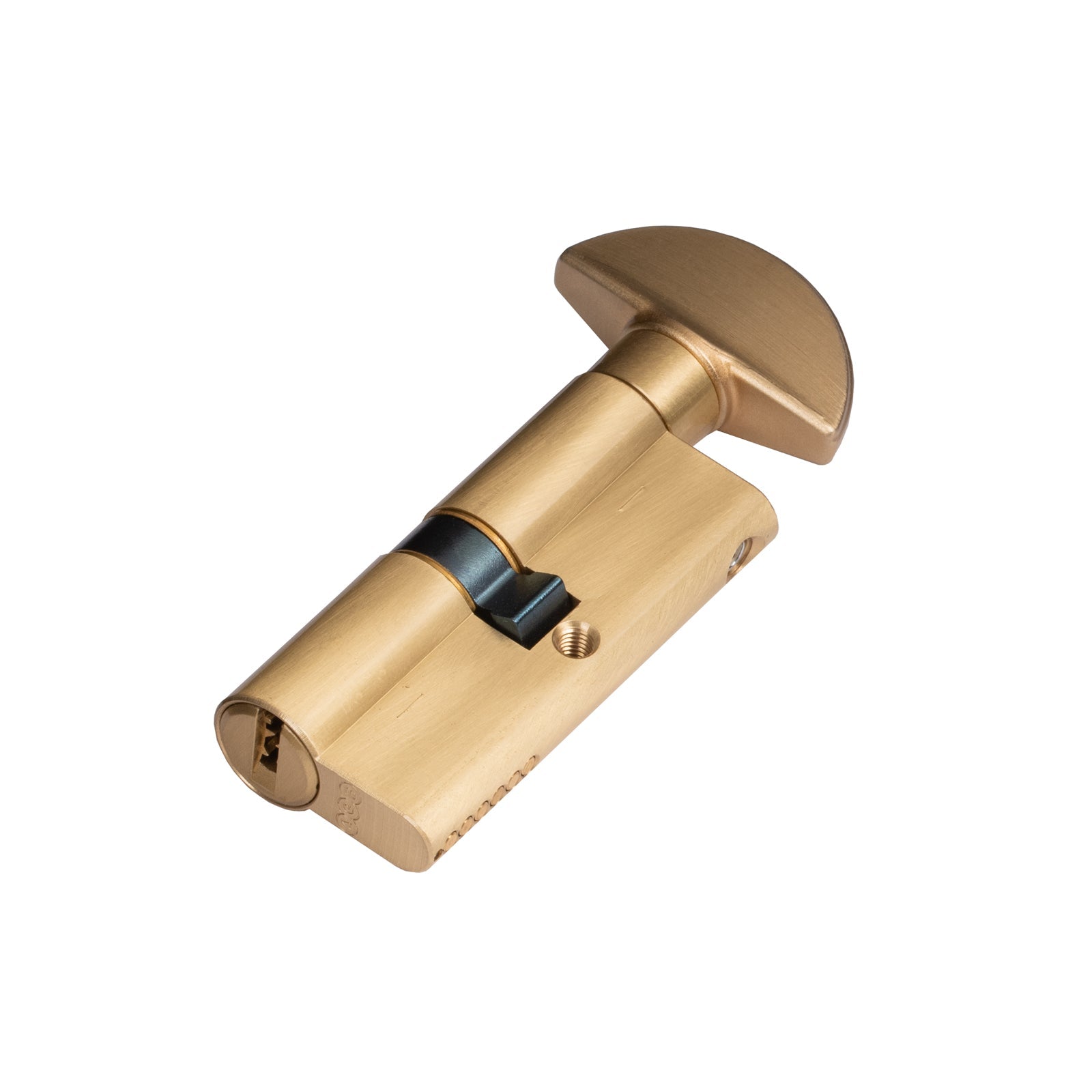 key to turn Euro cylinder lock 70mm satin brass SHOW
