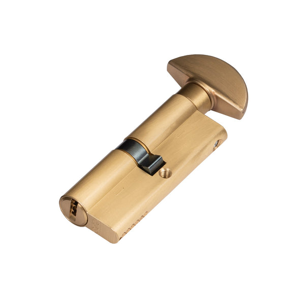 80mm Euro 15 pin cylinder key to turn satin brass