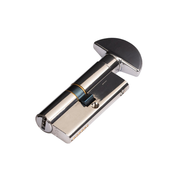 polished chrome 70mm Euro 15 pin cylinder key to turn lock SHOW