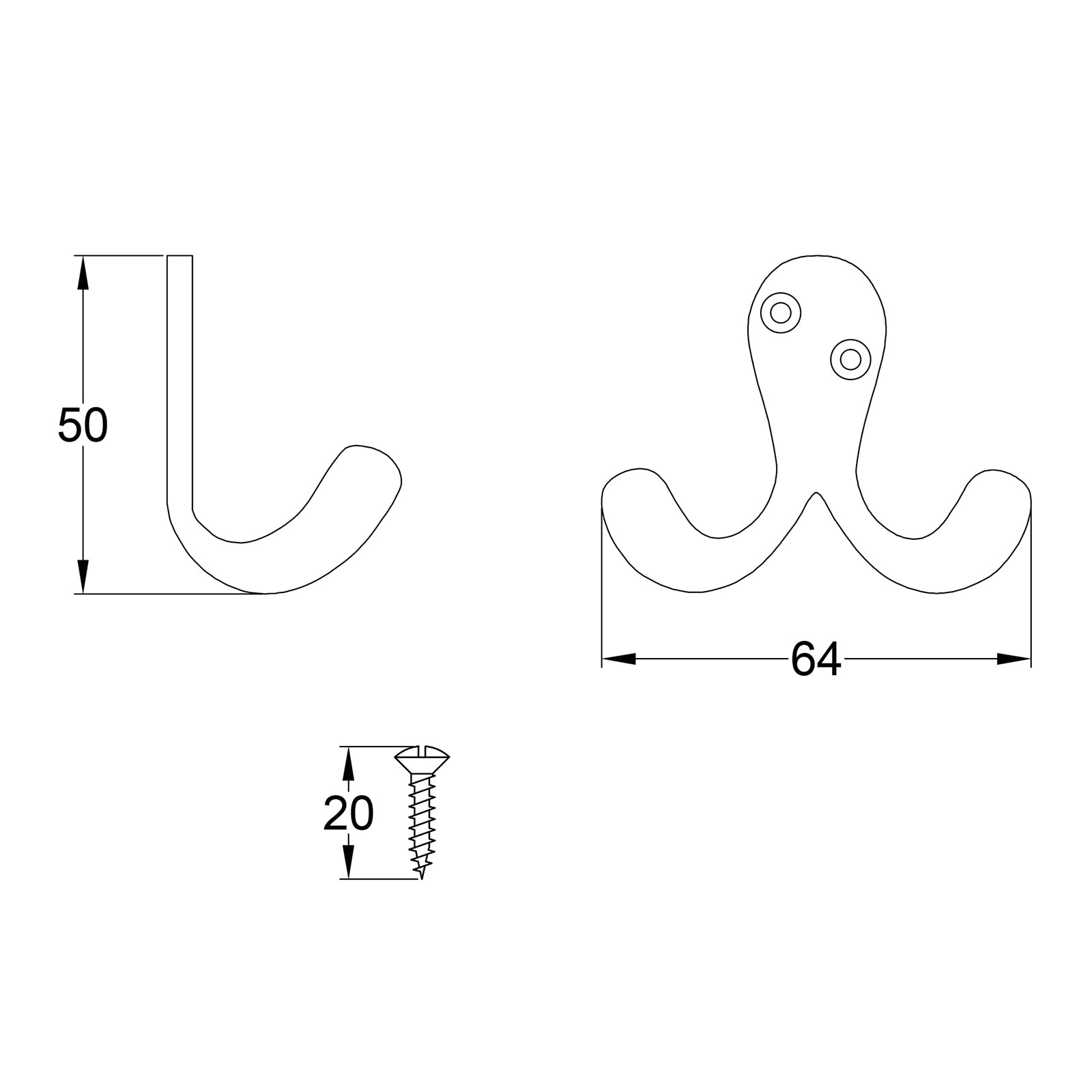 double robe hooks dimension drawing SHOW