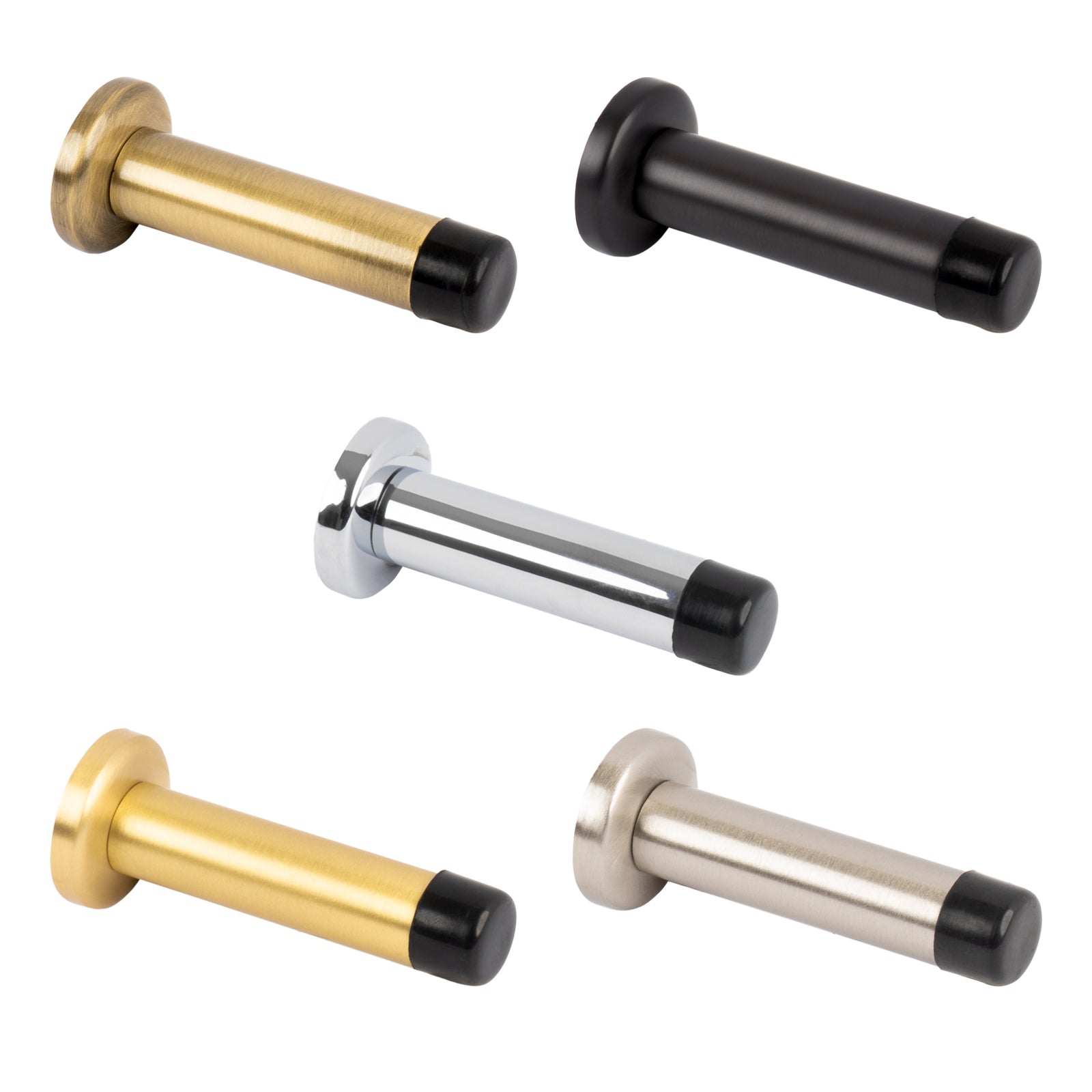 Wall Mounted Door Stops With Rose, Solid Brass Door Stoppers In Five Finishes