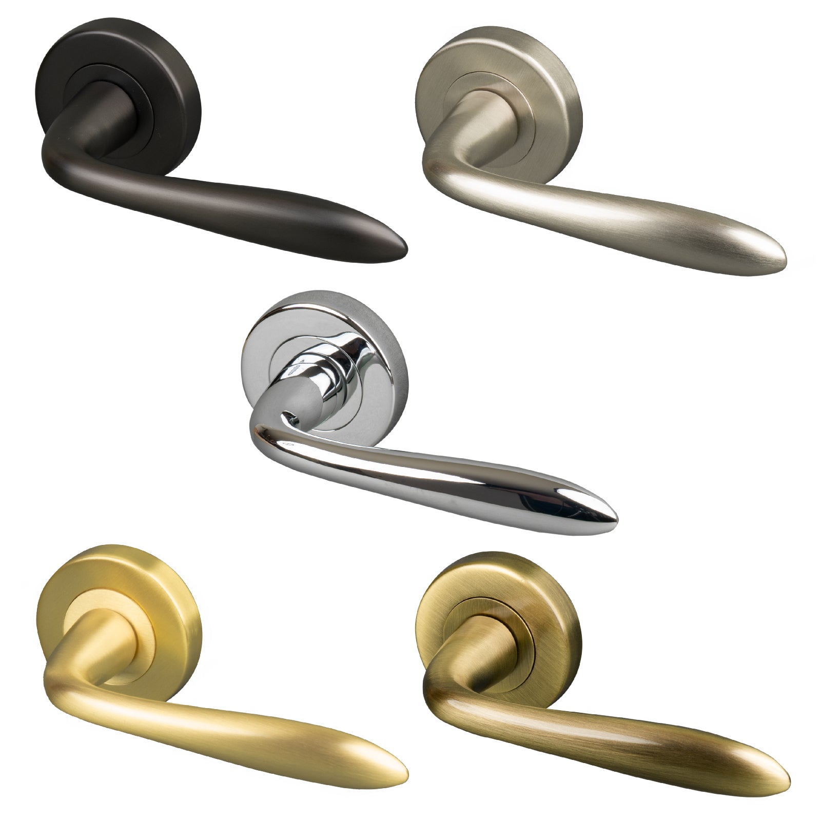 Sutton Round Rose Door Handles, Solid Brass Handles