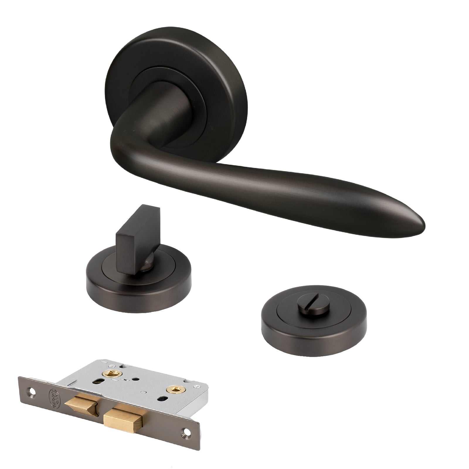 bronze round rose handles lock latch set for bathroom doors