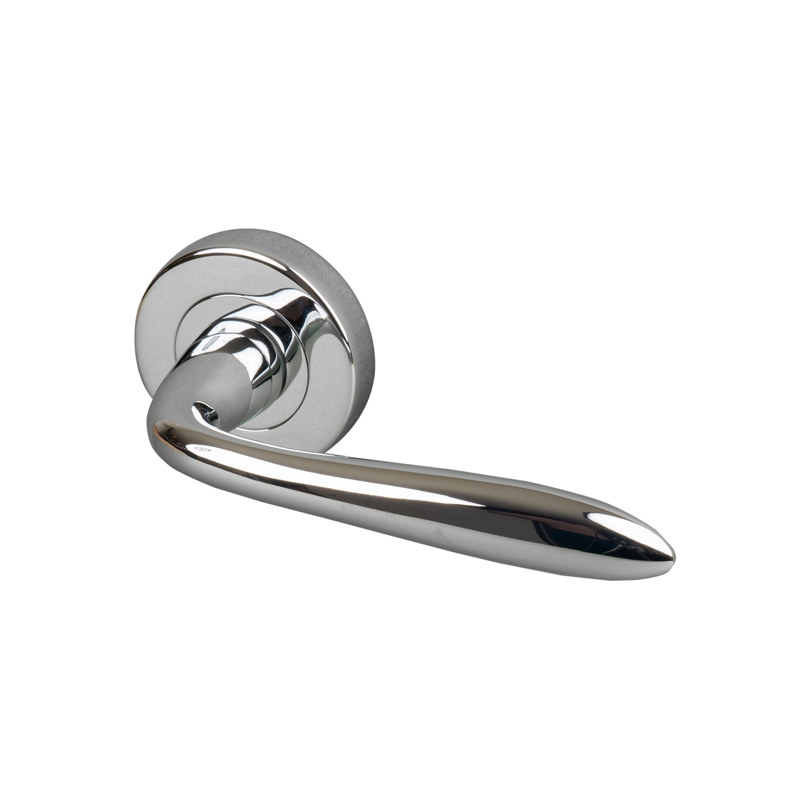 chrome Sutton round rose door handle, lever on rose SHOW