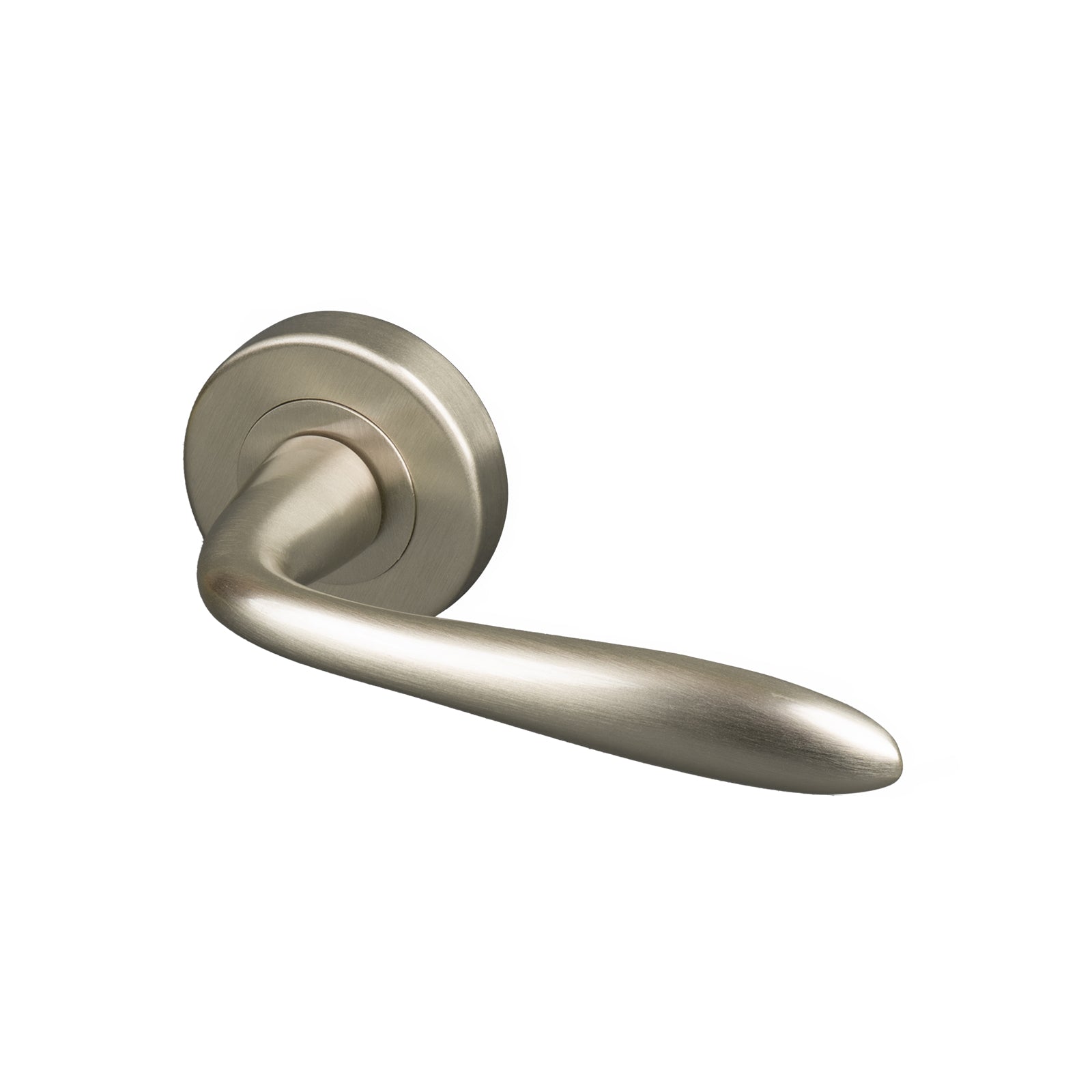 Satin nickel Sutton round rose door handle, modern handles SHOW