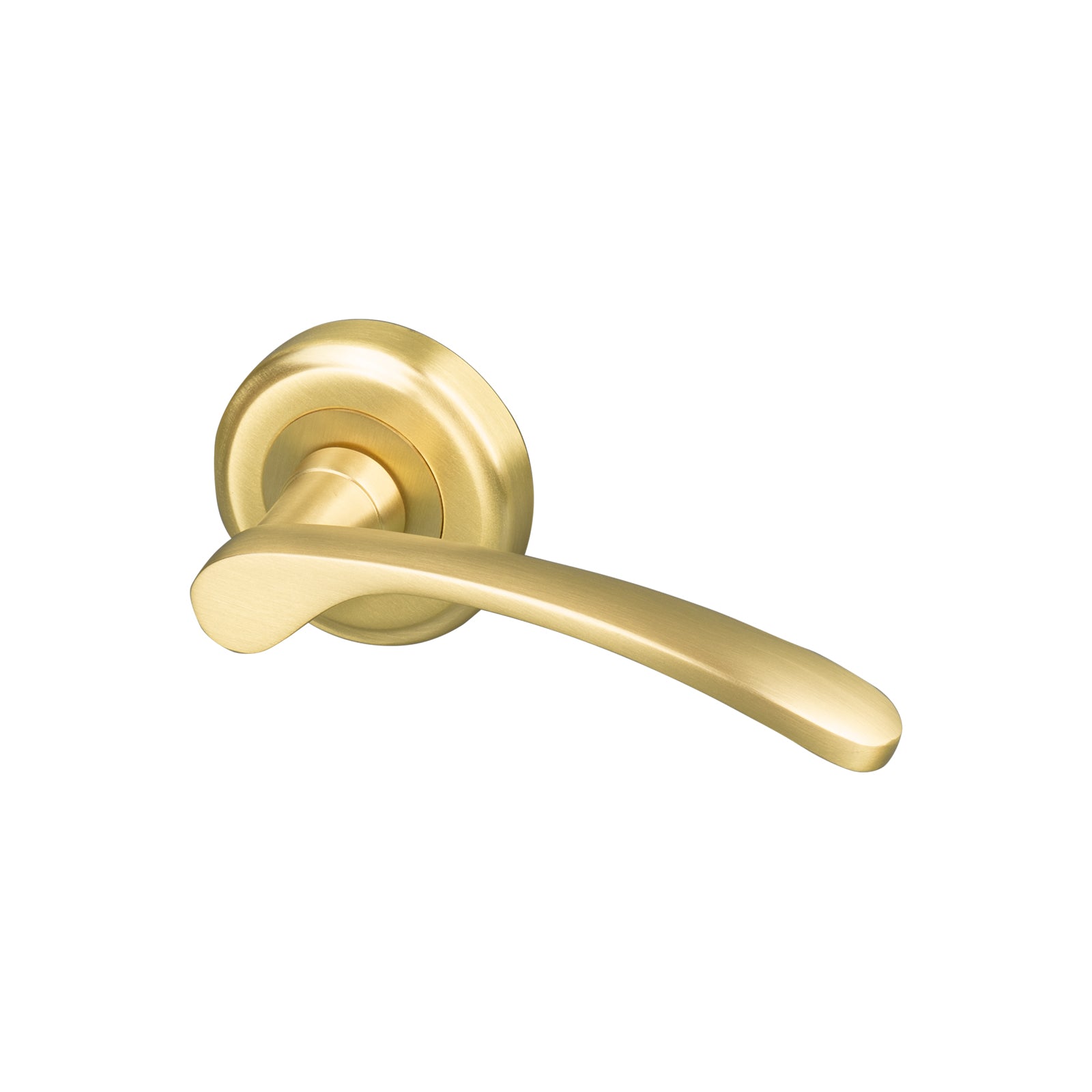 satin brass slim lever on rose door handle, solid brass handles SHOW