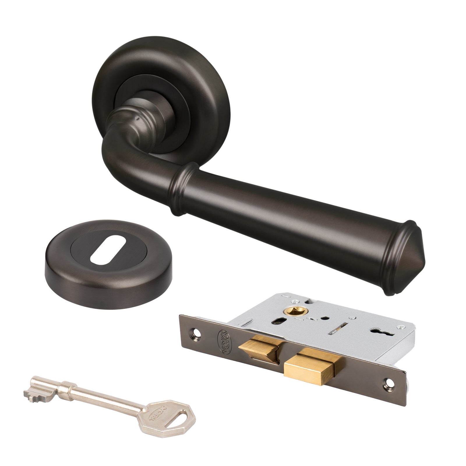 bronze classic lever on rose handles 3 lever lock set