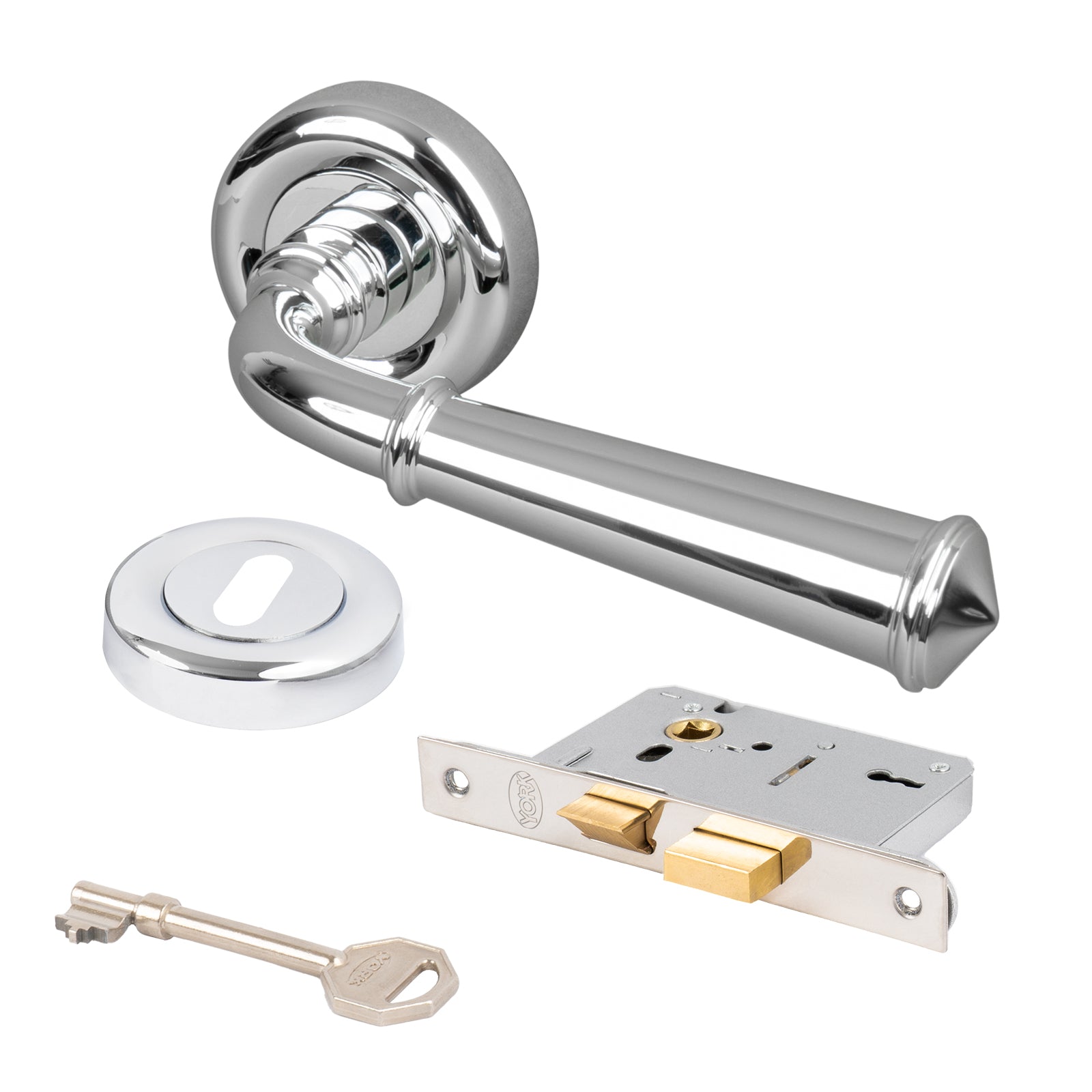 chrome classic lever on rose handles internla door lock sets