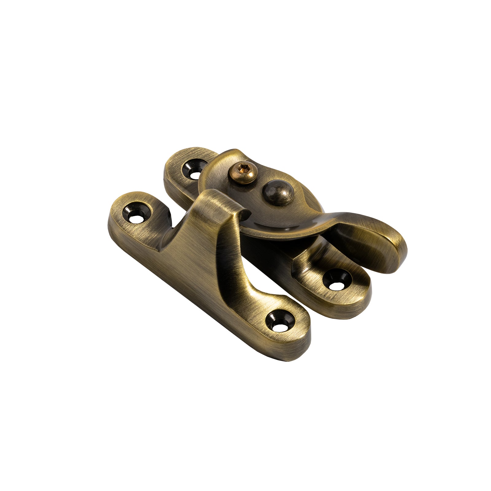 aged brass fitch sash fastener lock SHOW