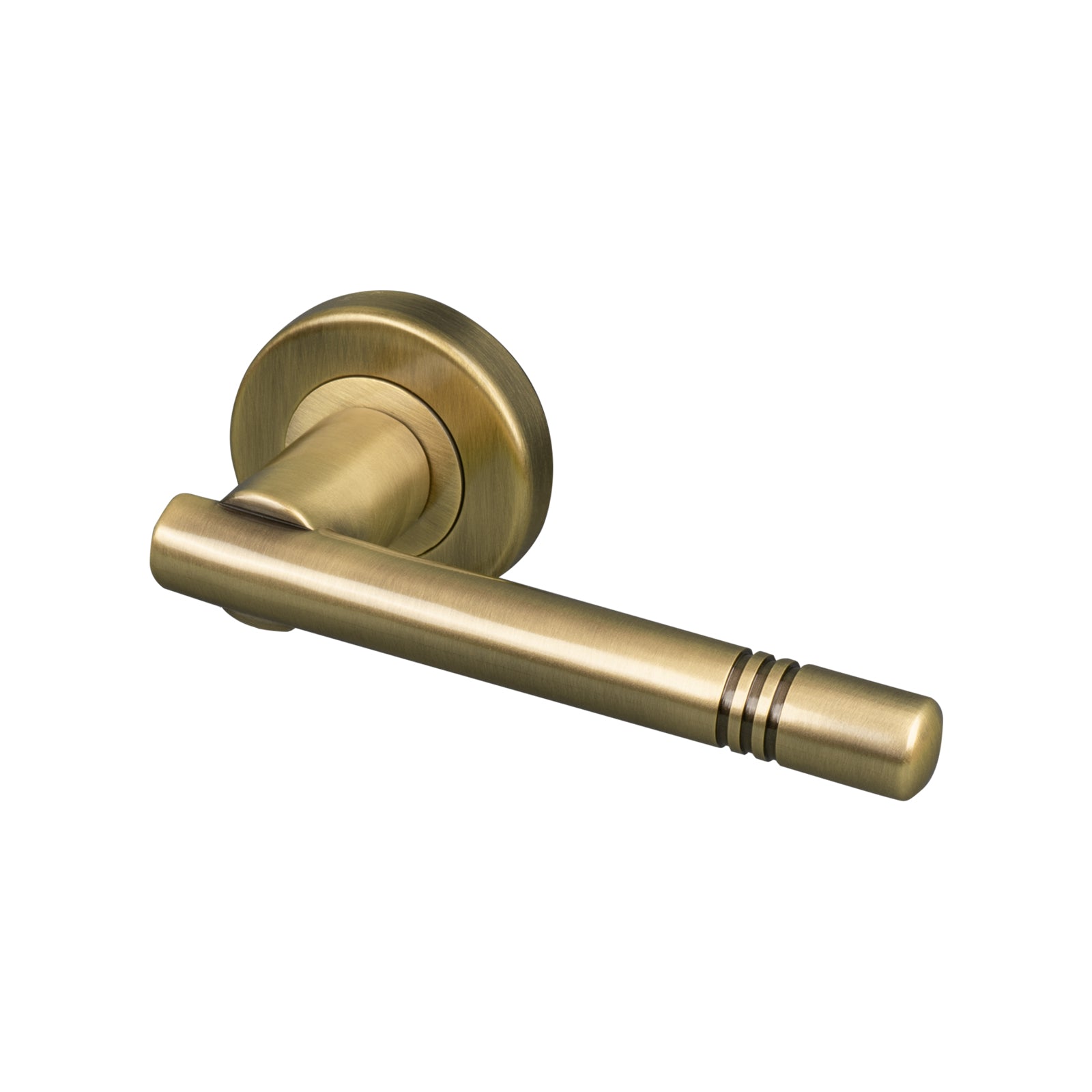 Aged brass Alicia round rose door handles, lever on rose handles SHOW