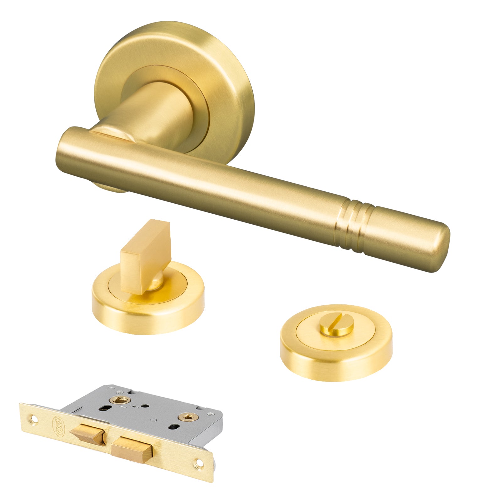 satin brass bathroom lock latch set