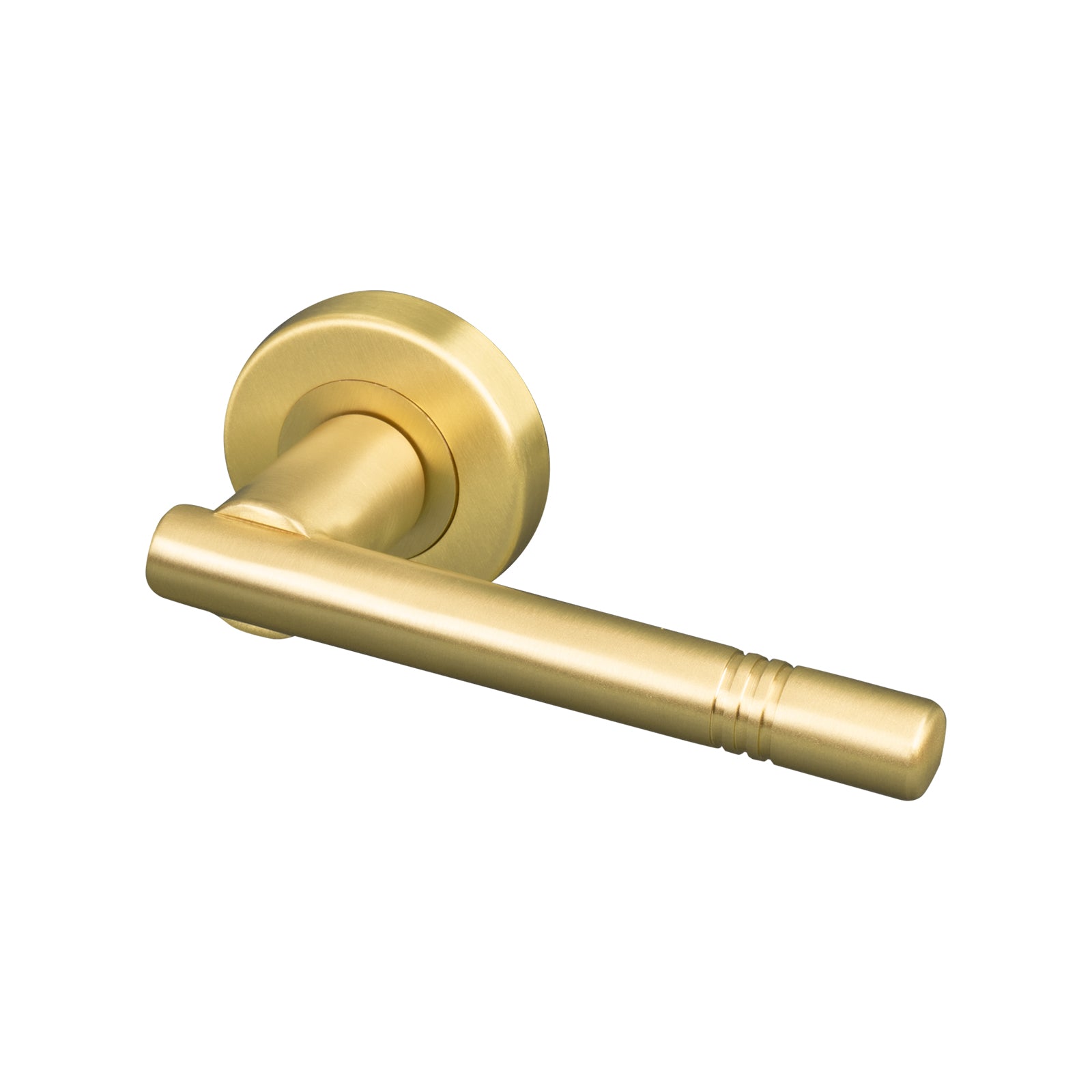 Satin Brass Alicia round rose door handles, solid brass handles SHOW