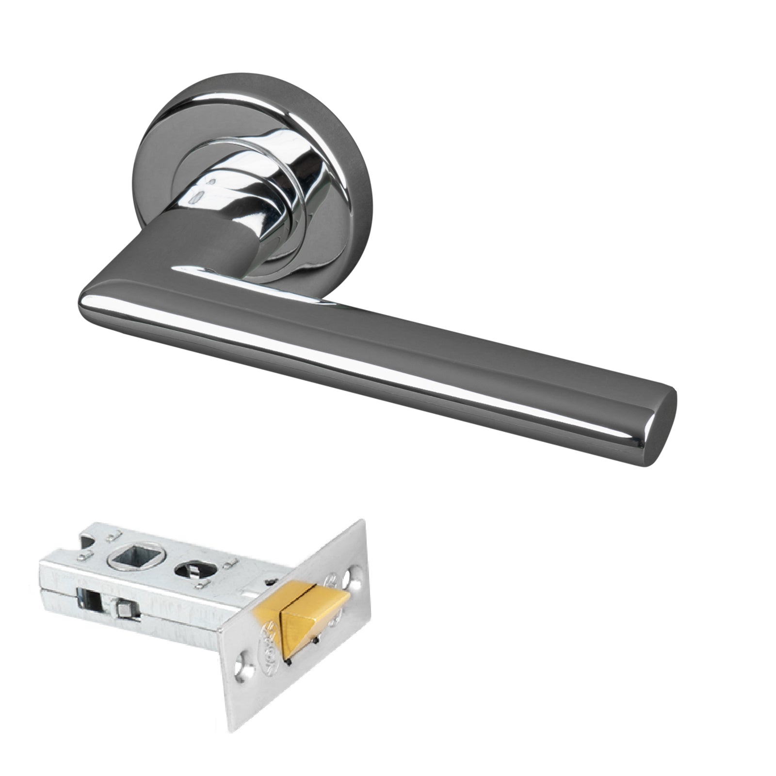 chrome round rose bar lever handle 2.5 inch latch set