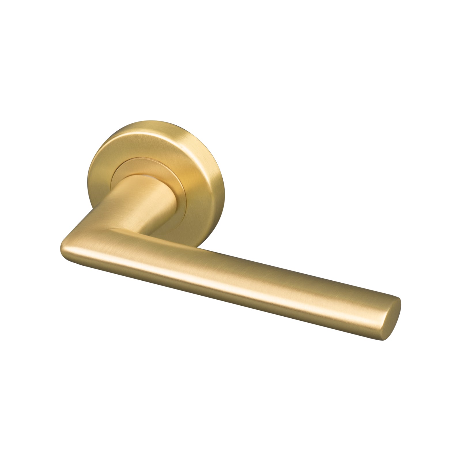 satin brass round rose door handle, bar lever handle SHOW