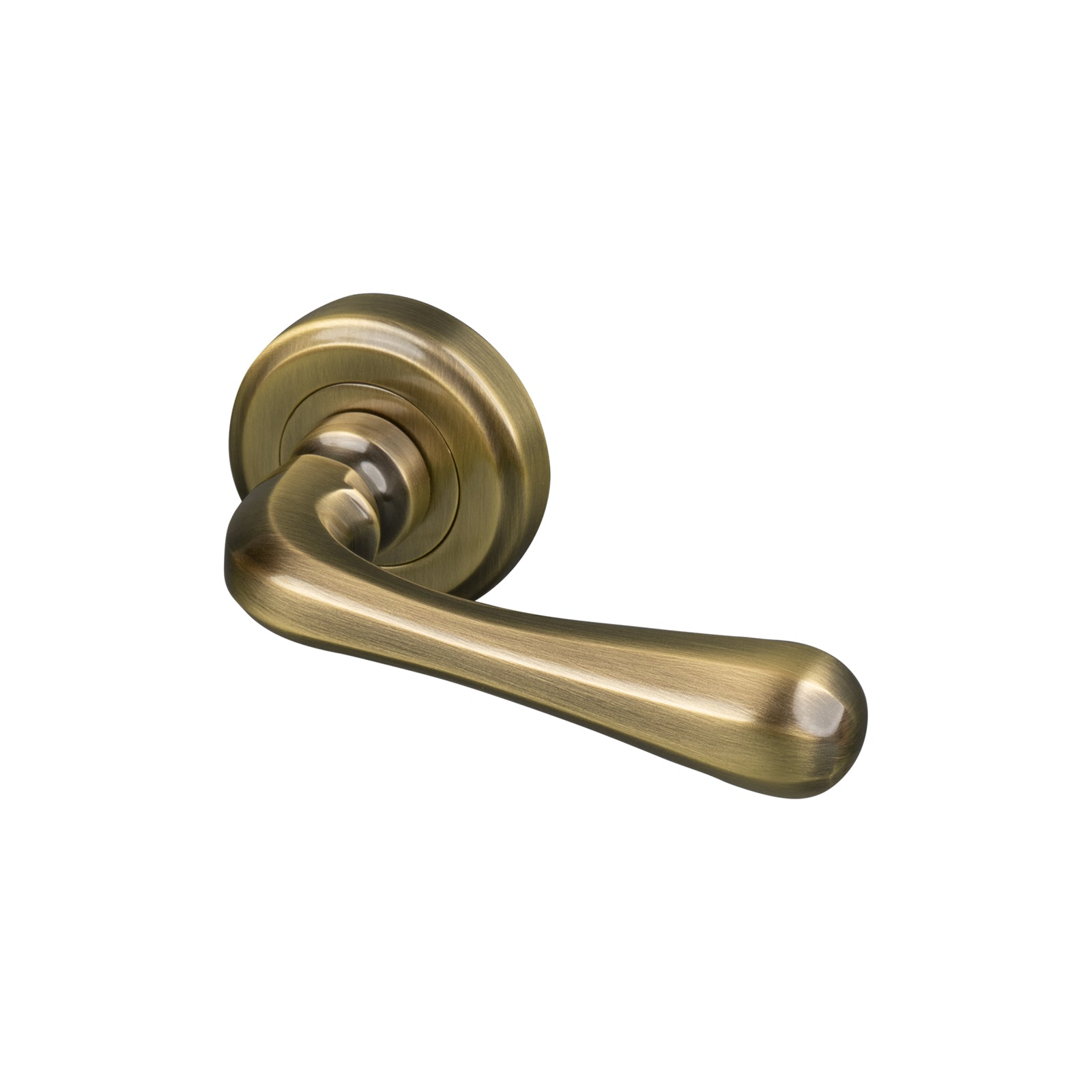aged brass Charlbury round rose door handles, non handed SHOW