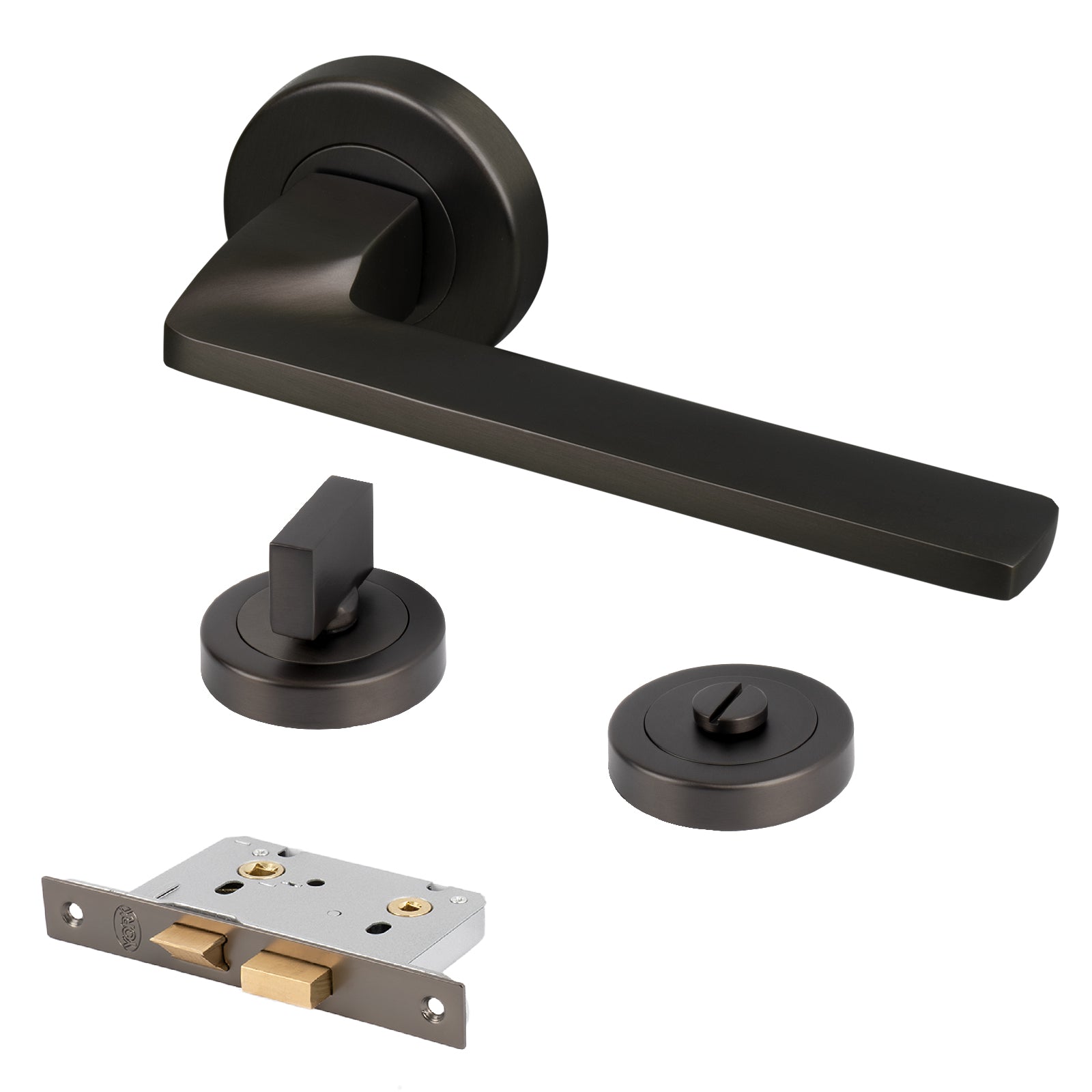 bronze round rose door handles bathroom latch lock set