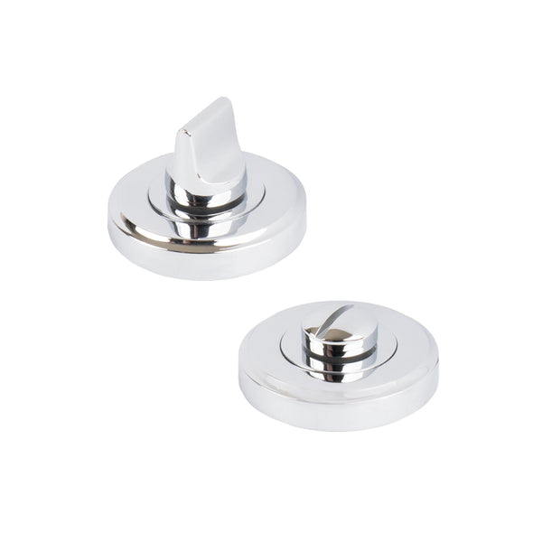 Polished chrome round bathroom turn & release, privacy lock SHOW