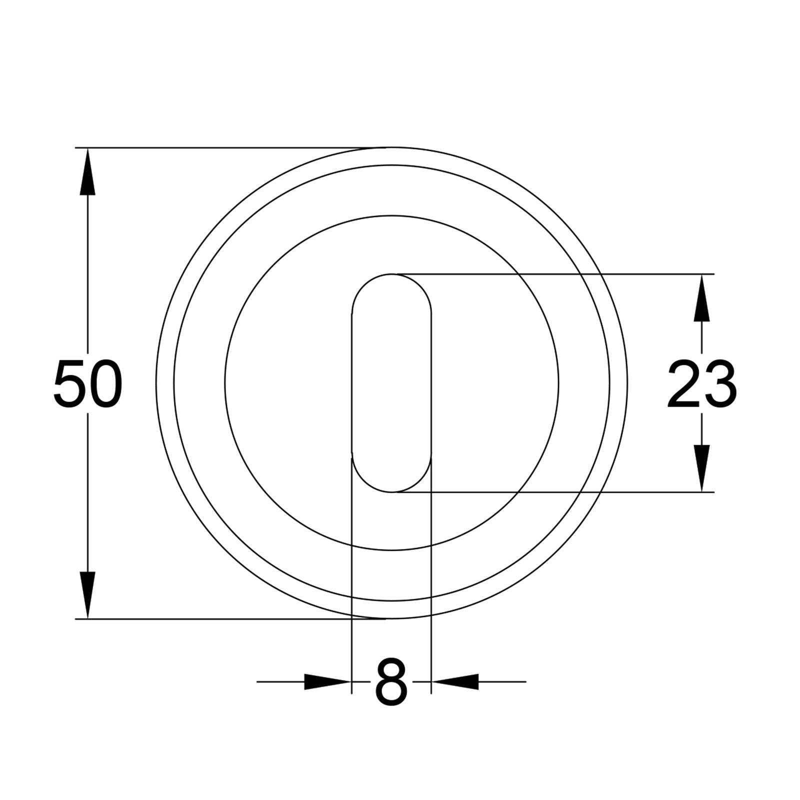 Round Brass Esctcheon Standard dimension drawing SHOW