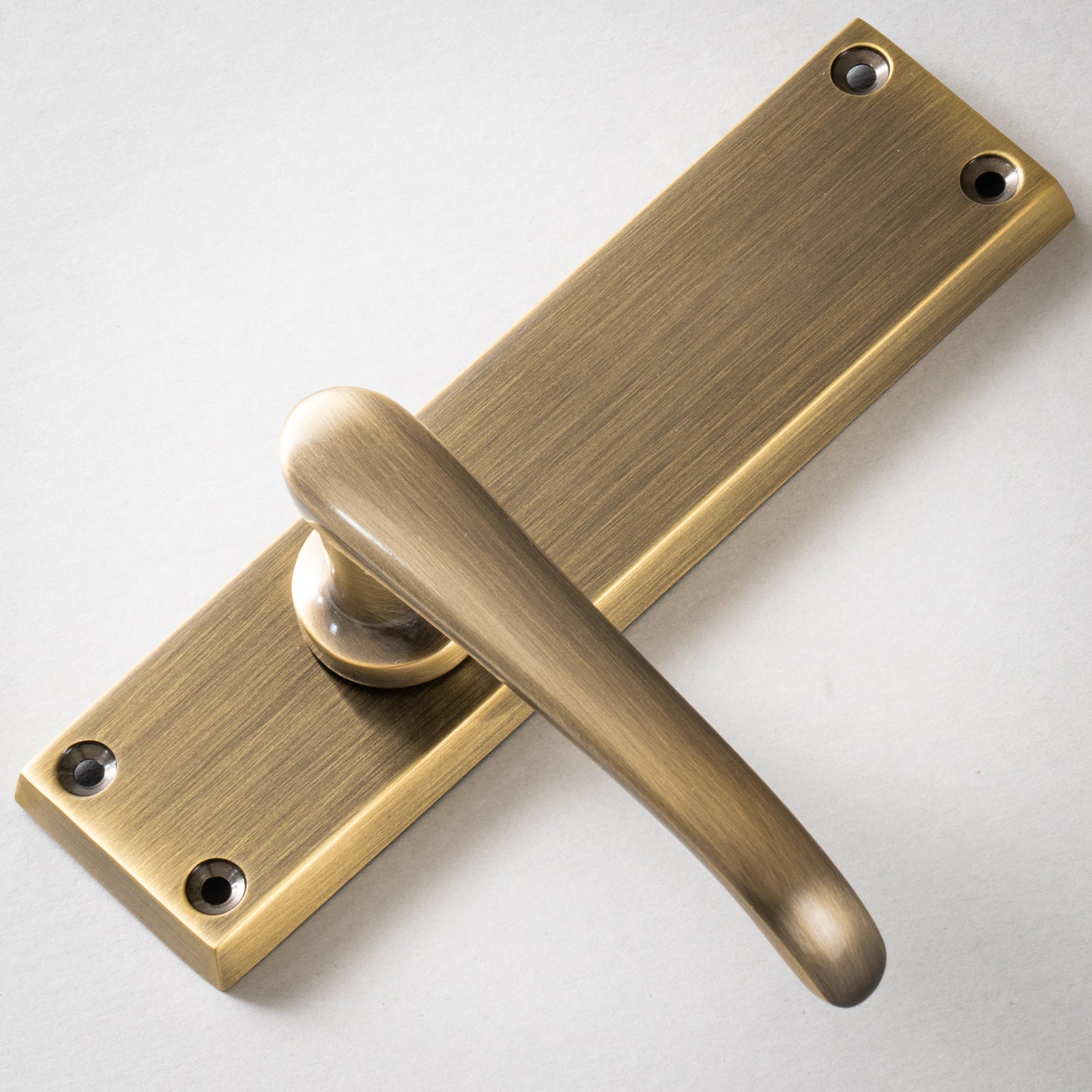Windsor Door Handles On Plate Latch Handle in Aged Brass SHOW