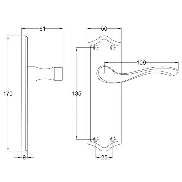 Warwick Lever on Backplate Door Handle 