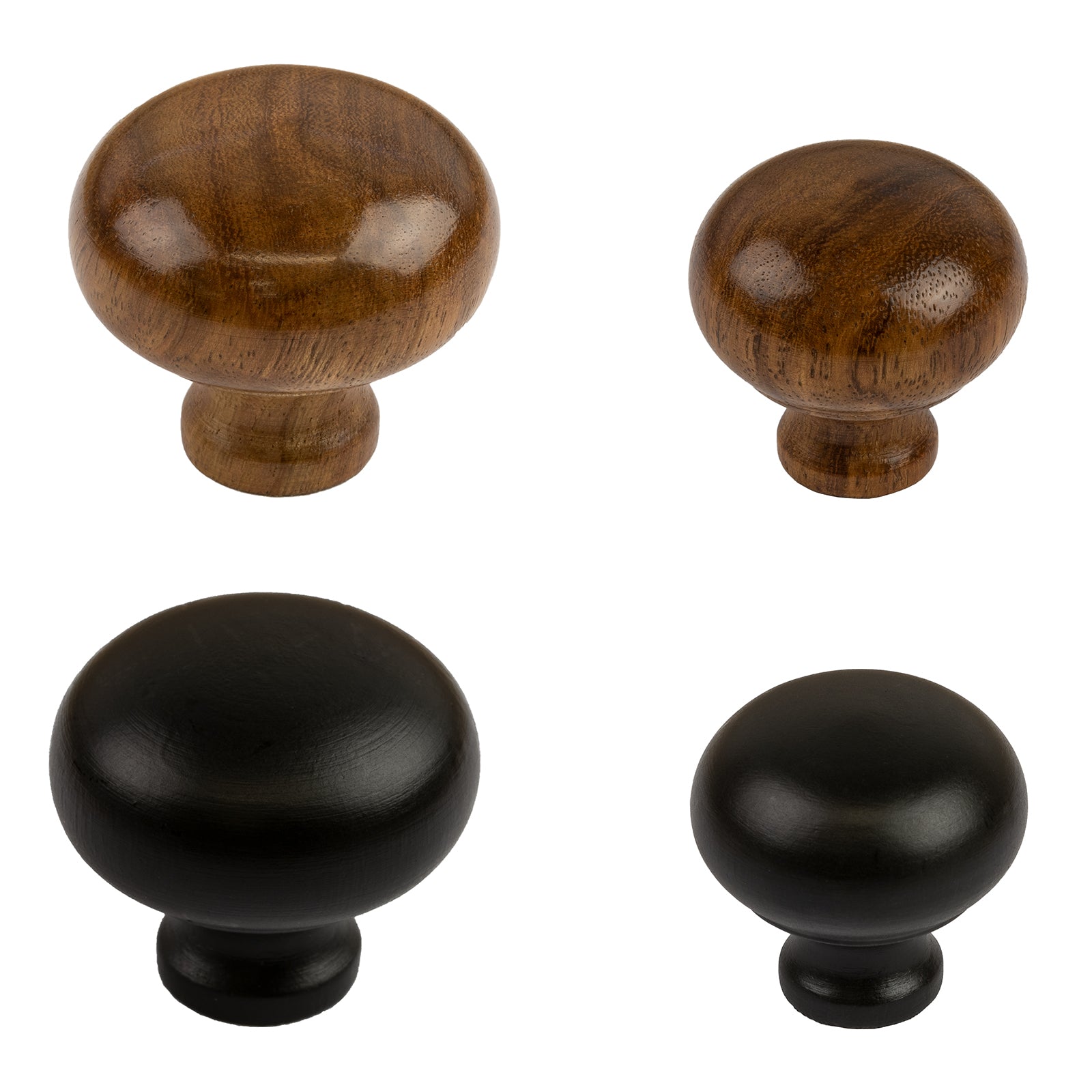 Bun Cabinet Door Knobs in Rosewood and Ebonised Finish
